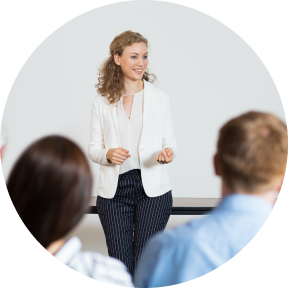 Woman telling to others